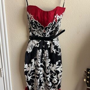 White House Black Market Strapless Red and Black Dress